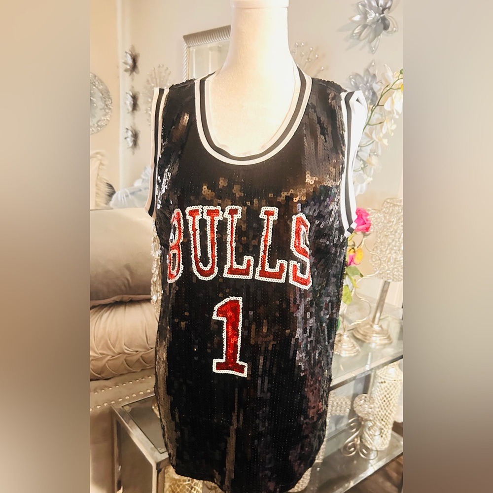 Sale‼️Chicago Bulls Sequin Black jersey - Picture 12 of 15